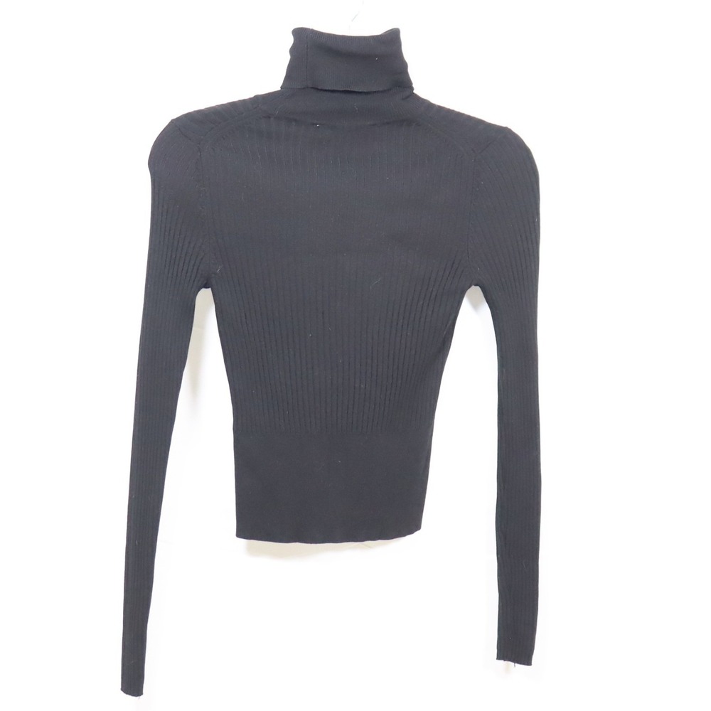Zara Turtleneck Sweater Small Black Womens Ribbed Knit Basic - Picture 2 of 4